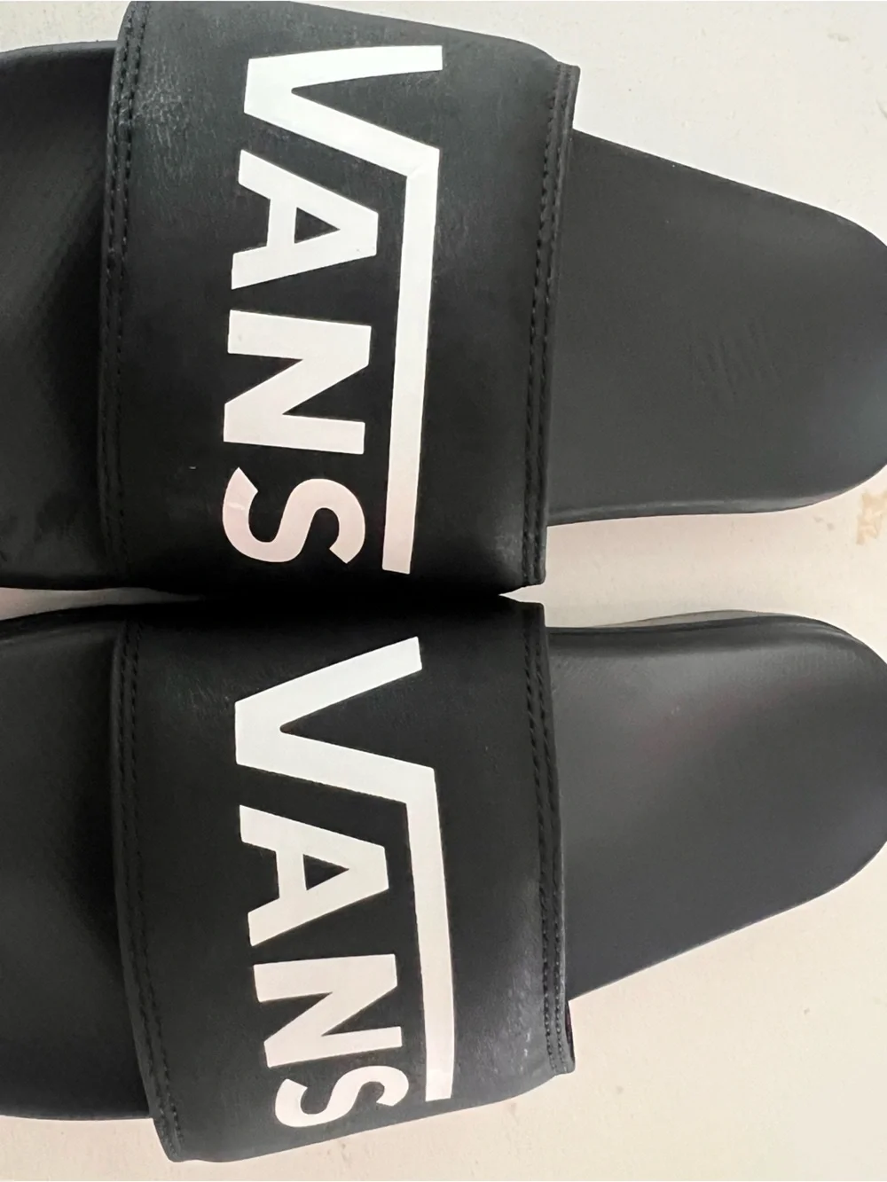 Vans La Costa Black Slides with White Vans Logo